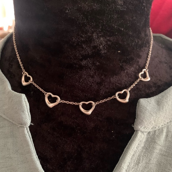 Sold ❌❌❌ Tiffany and CO. Elsa Peretti Five Open Heart Silver Necklace🌸 - Picture 11 of 11